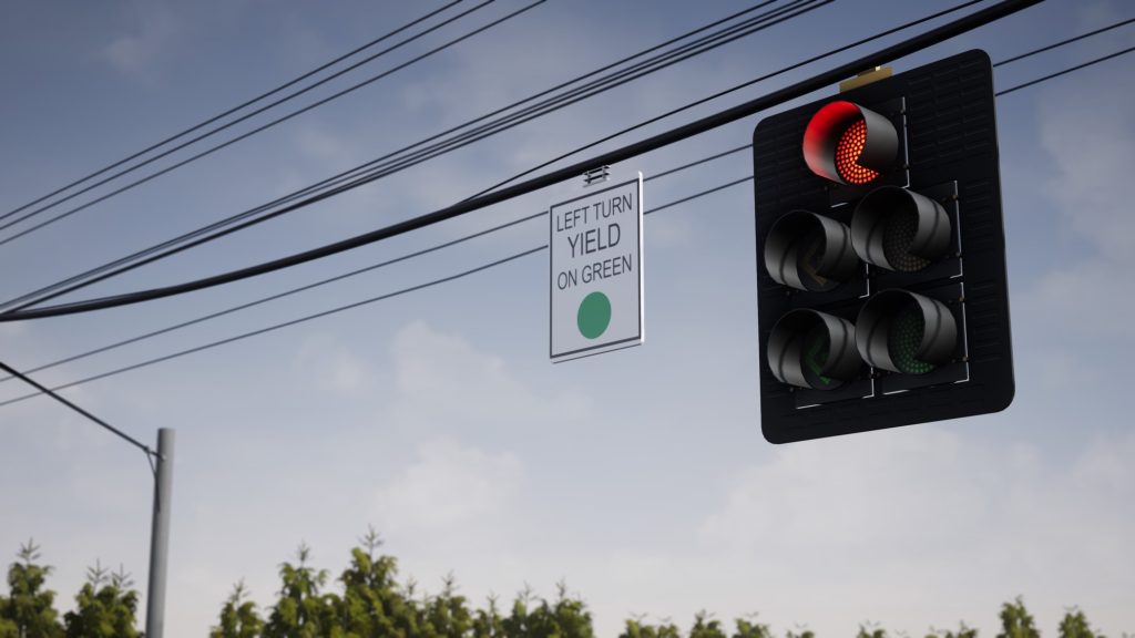 Red traffic light 3d animation