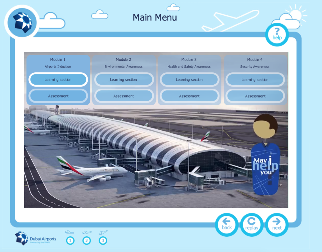 Dubai airports elearning menu for airport training