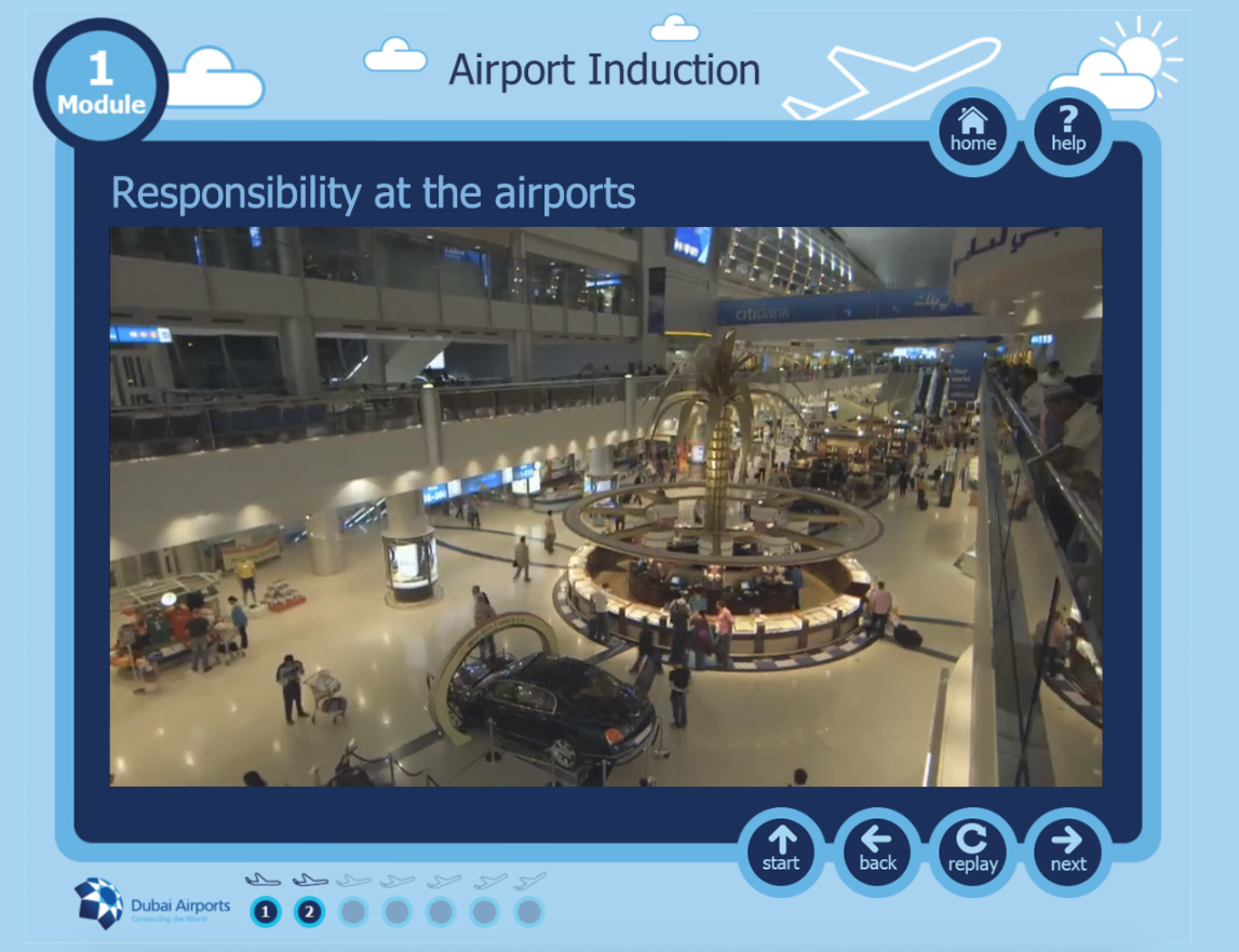 elearning POV of induction training for Dubai Airports first module