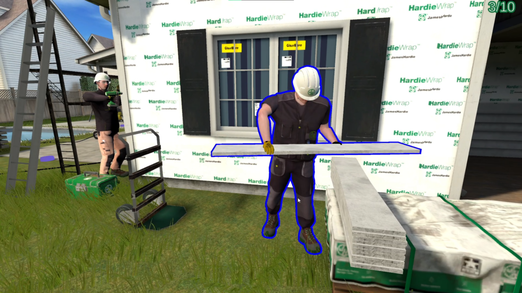 Hazard-recognition simulation user finds a risk