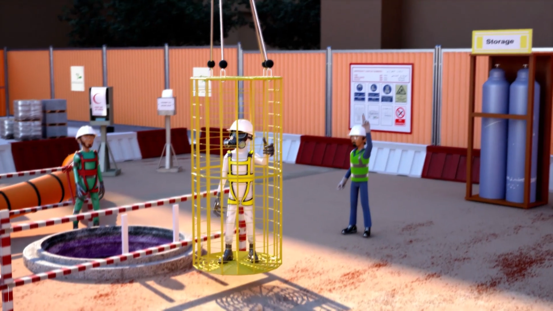Entering a confined space in 3d animation
