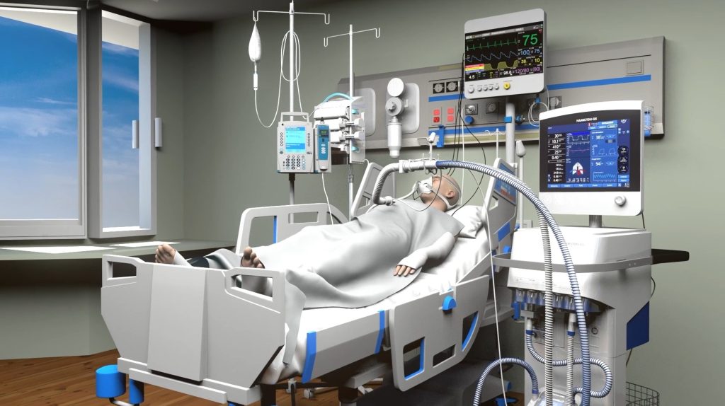 3D character in hospital bed after an incident from a Lessons learned animation
