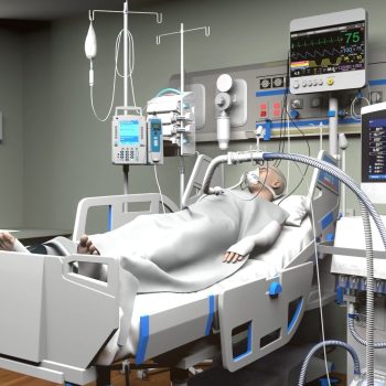 3D character in hospital bed after an incident from a Lessons learned animation