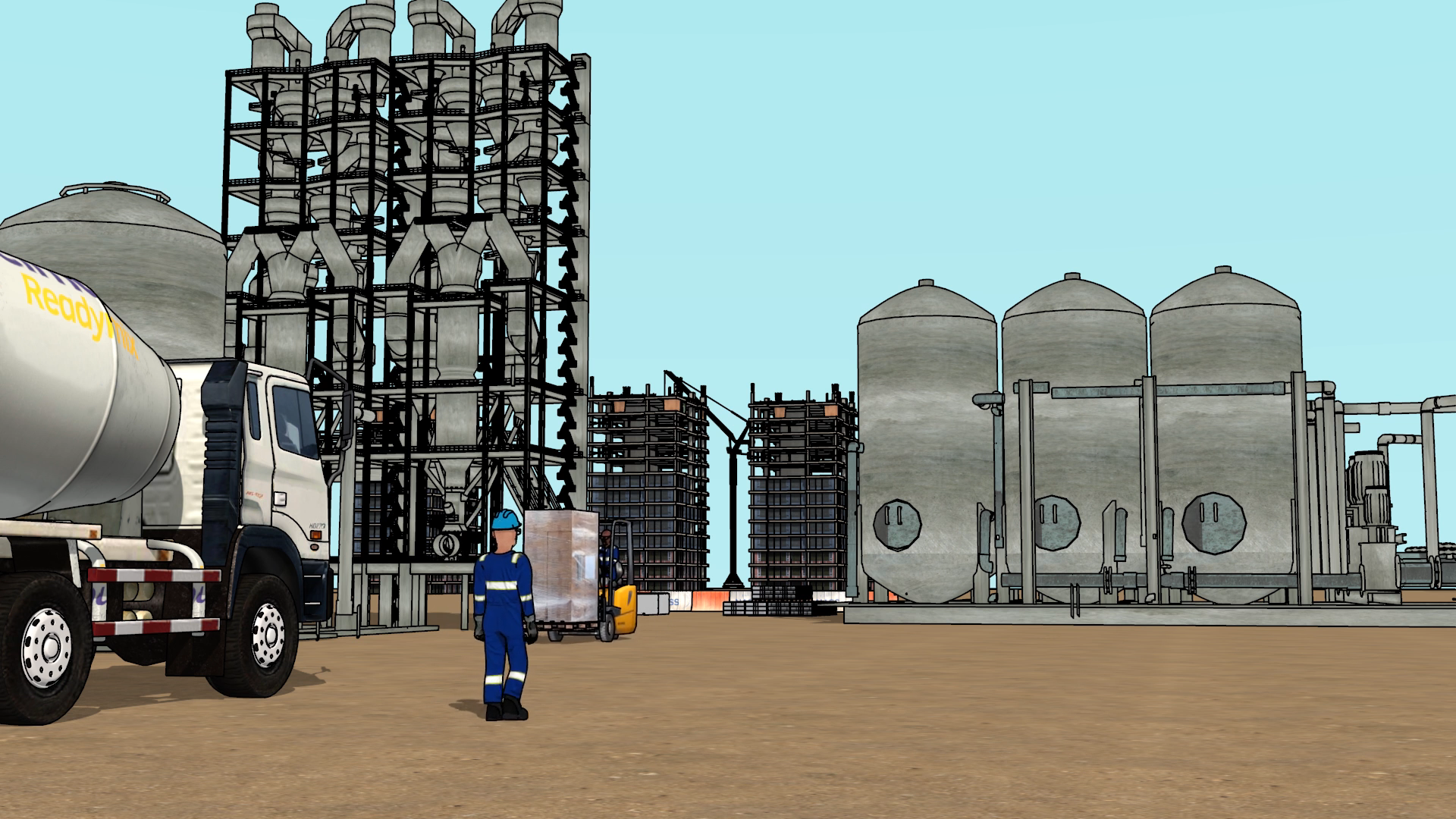 3D animated construction site