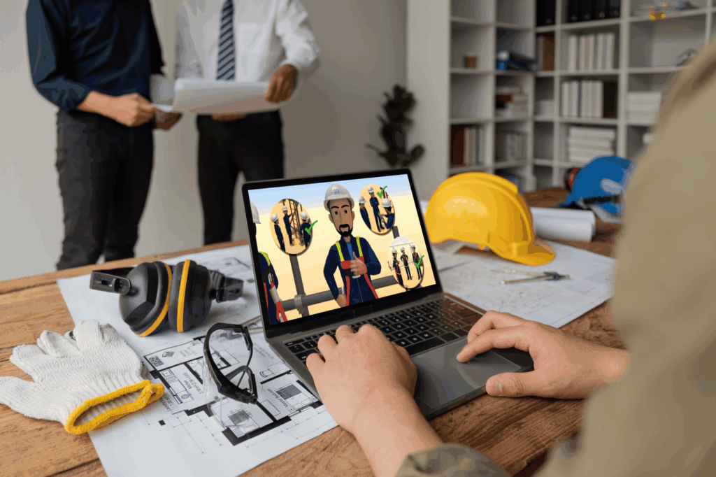 worker watching 3d safety video