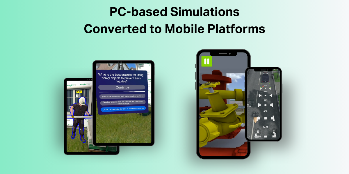 Converting VR or PC simulations for mobile devices