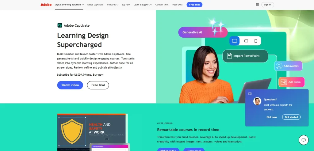 Adobe Captivate Website Landing Page