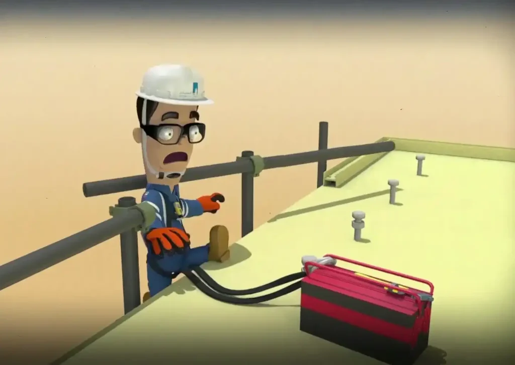 Harness not fastened to a secure anchor point